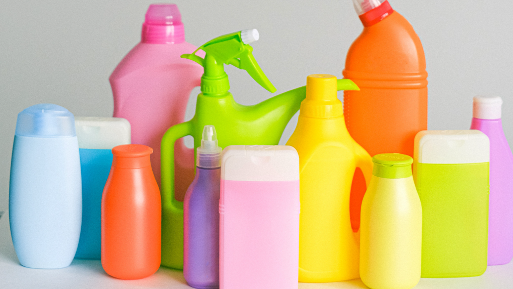 Assorted household cleaning products